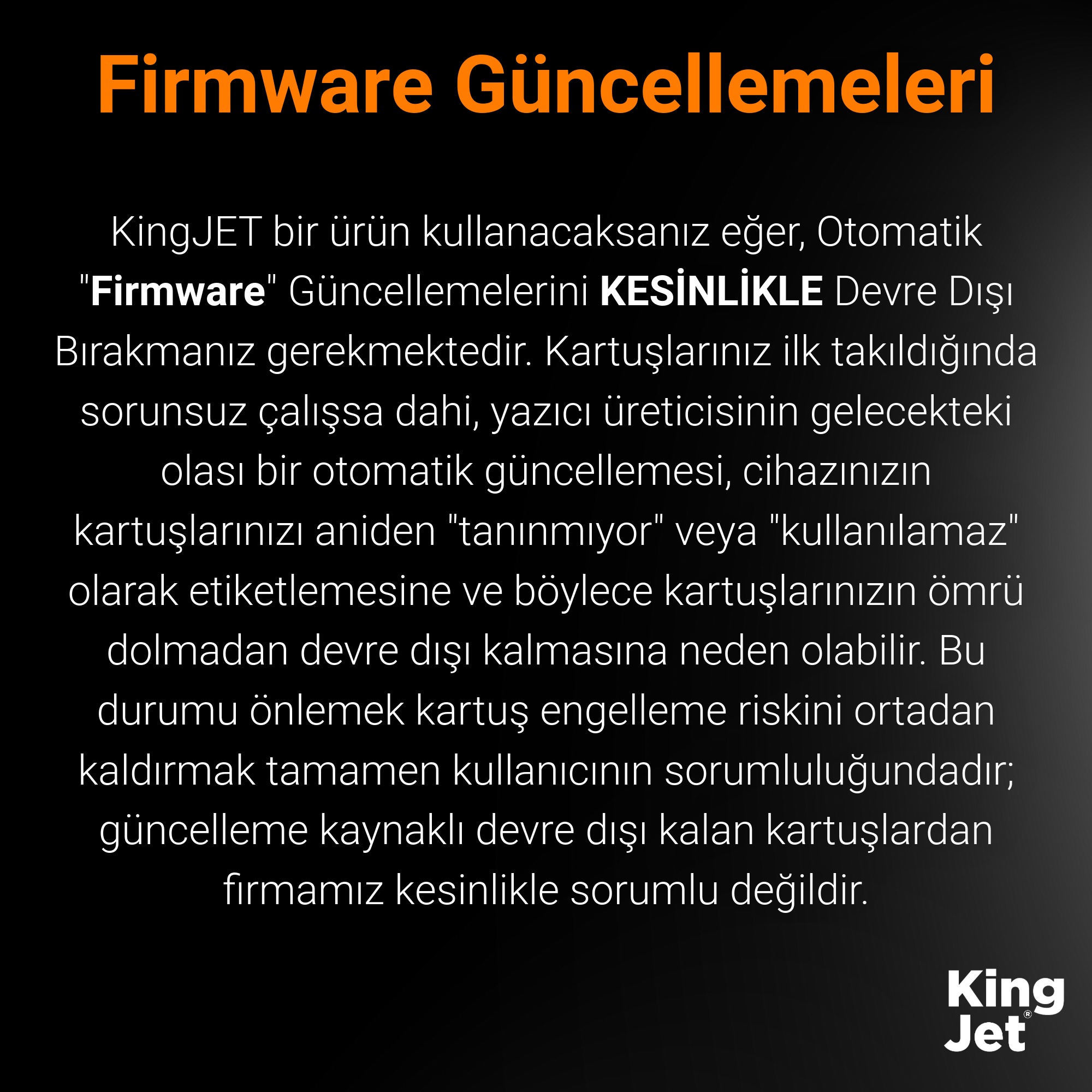 Kartuş Kurulum ve Kullanım Uyarısı Görseli