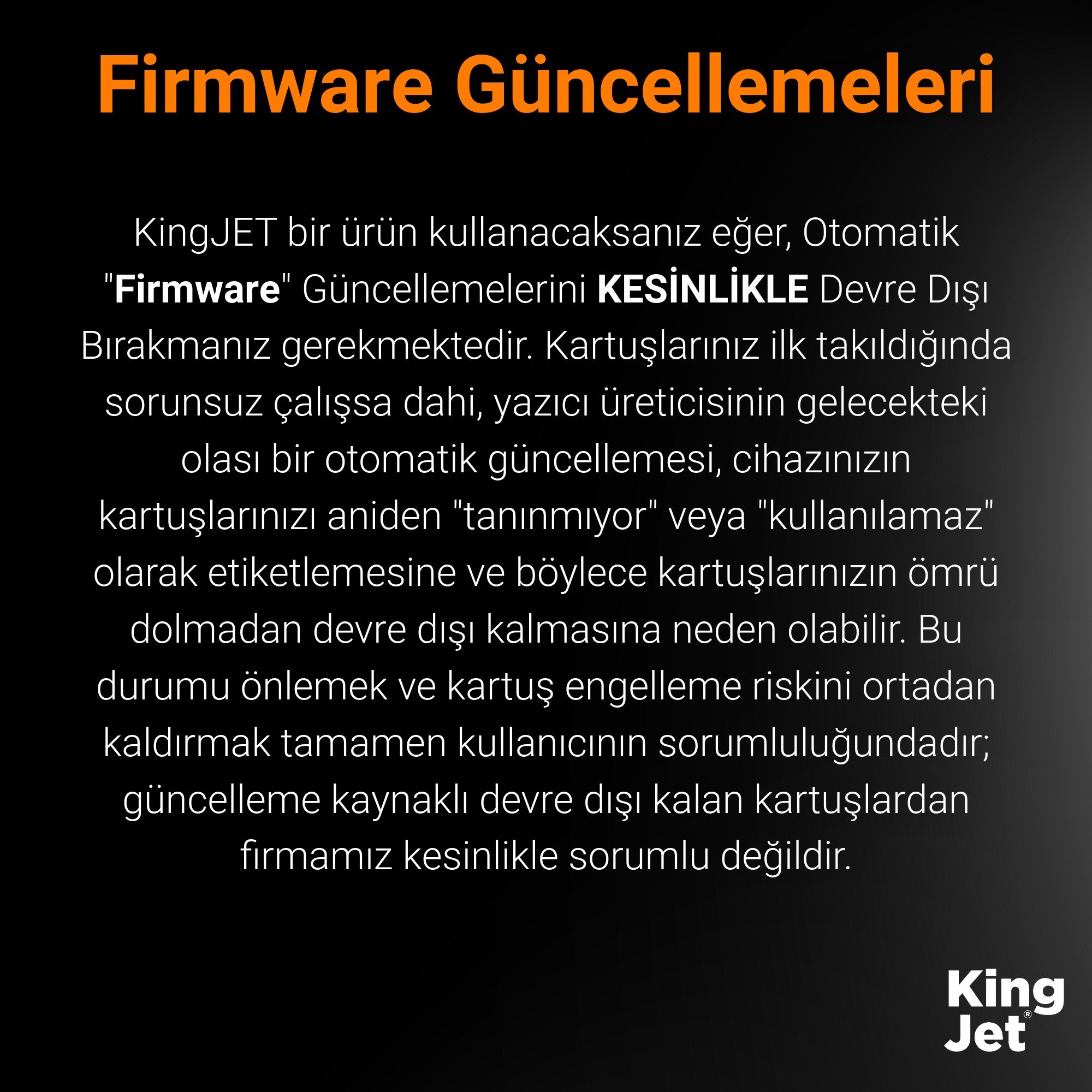 Kartuş Kurulum ve Kullanım Uyarısı Görseli