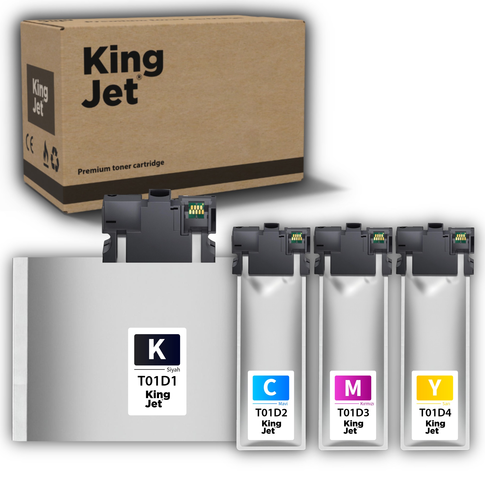 KingJET T01C1 Uyumlu Çipli 4 Renk Yüksek Kapasiteli Kartuş Ana Görseli