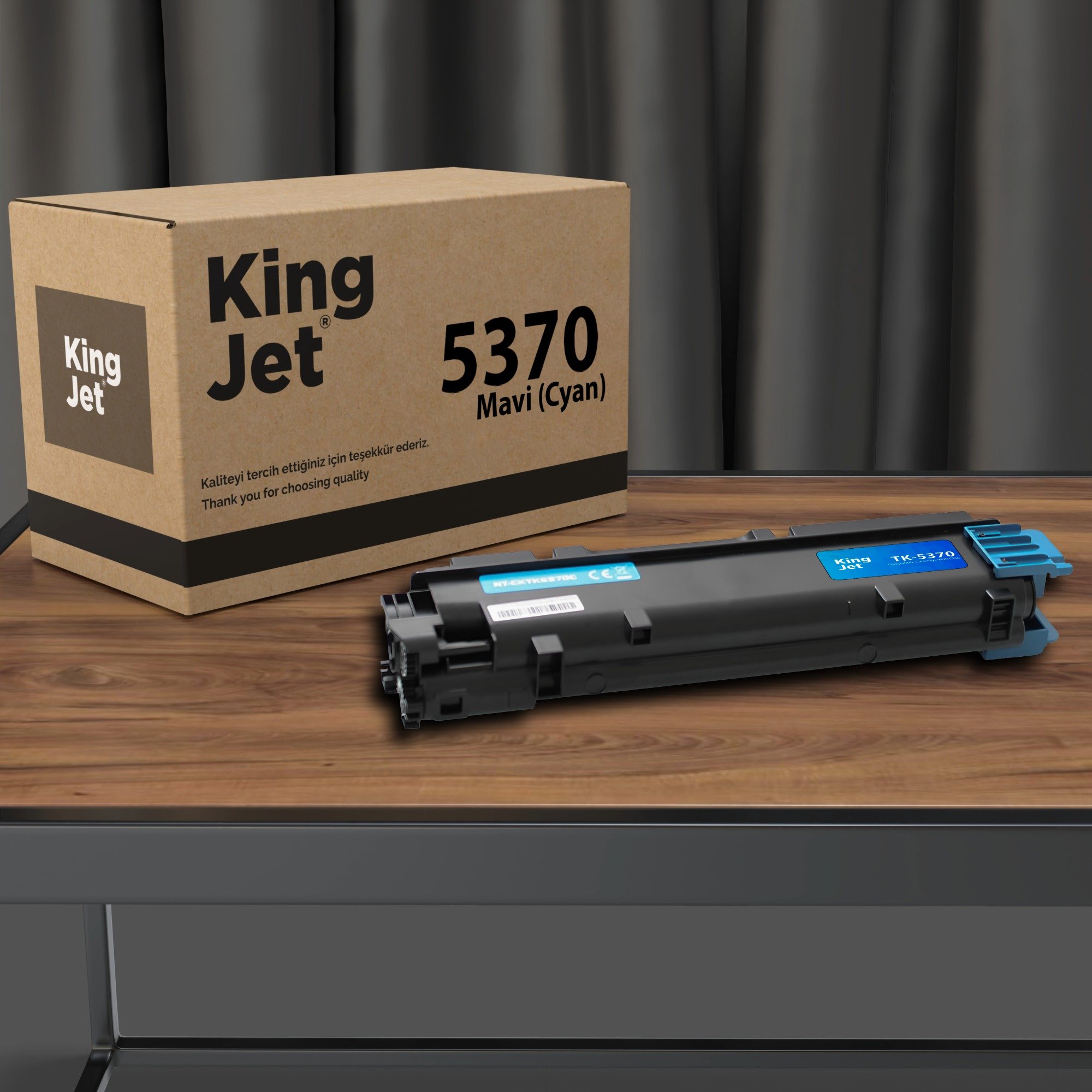 KingJET Kyocera TK-5370C Mavi Çipli Muadil Toner