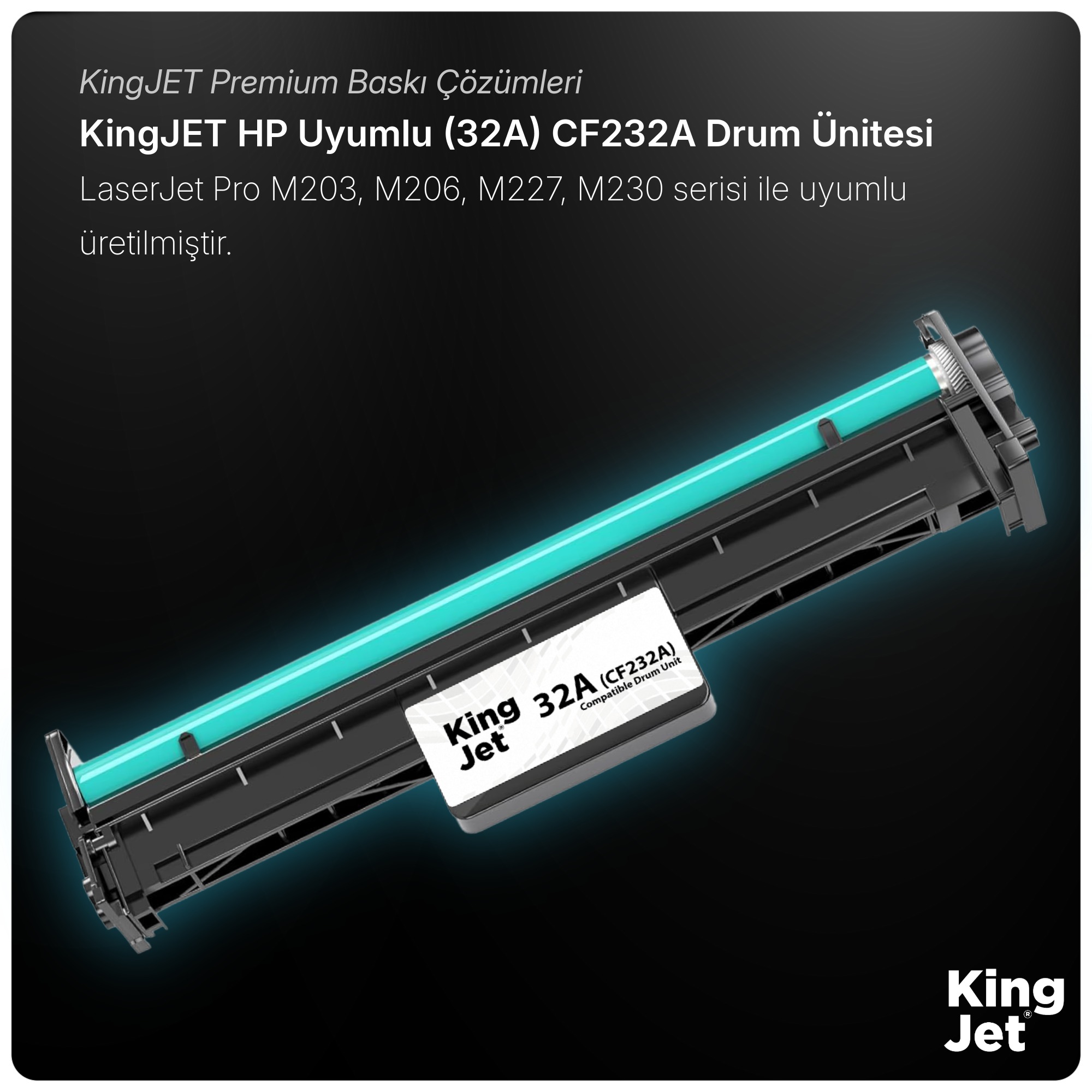 KingJET HP Uyumlu (32A) CF232A Çipli Muadil Drum Ünitesi | LaserJet Pro M230