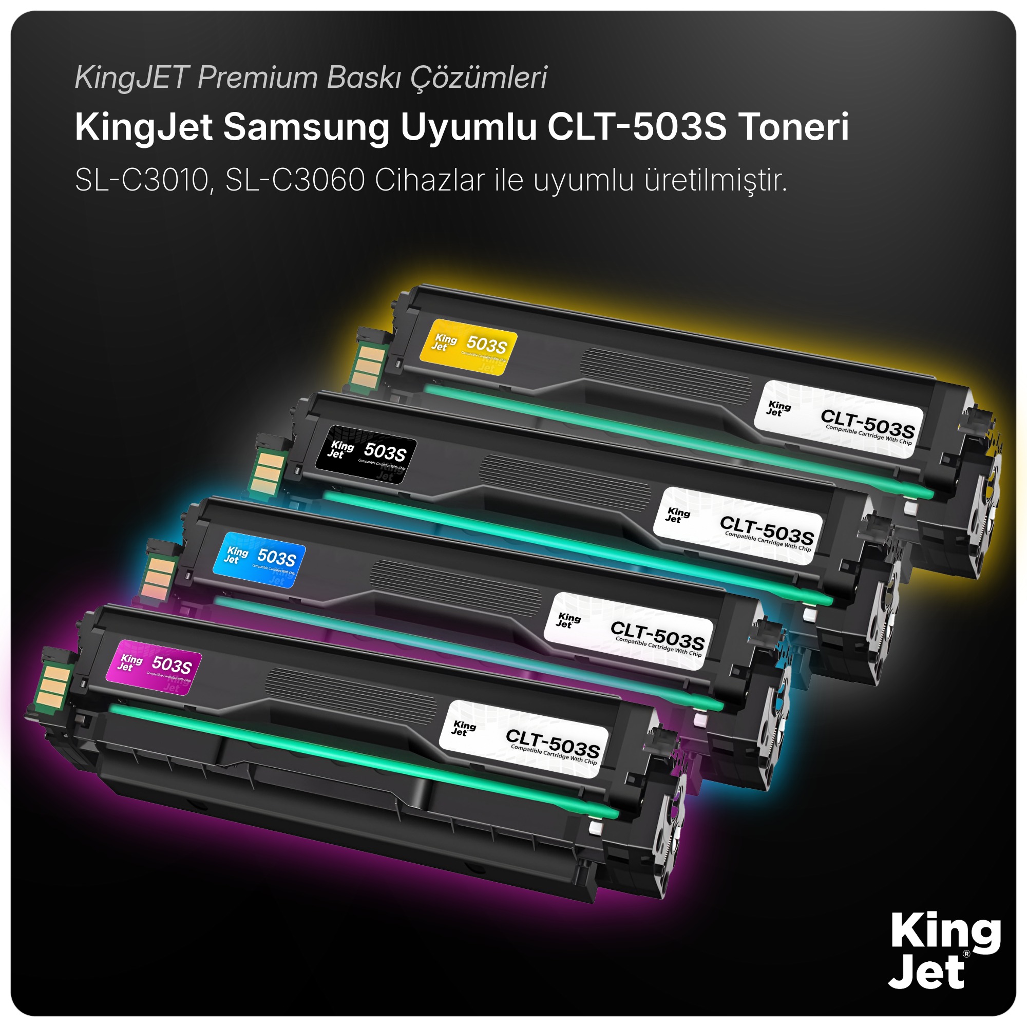 KingJET Samsung Uyumlu CLT-503 Standart 4 Renk Takım Çipli Muadil Toner Seti